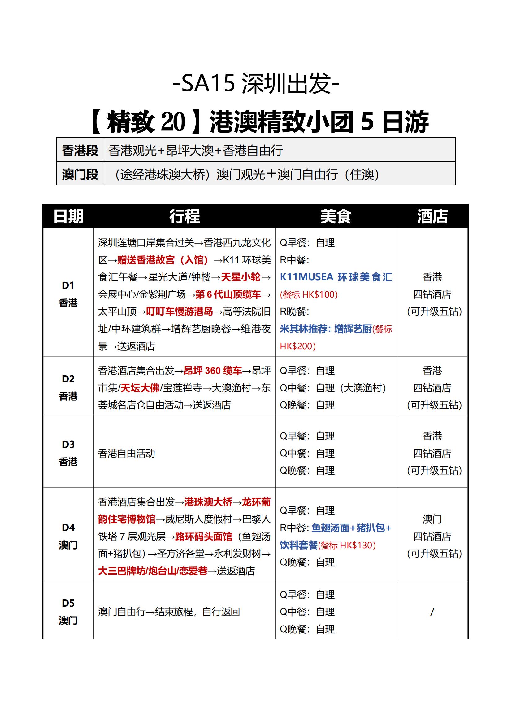 【深出】SA15港澳精致小團(tuán)5日游（香港觀光+昂坪大澳+自由行+澳門(mén)觀光+自由行）住澳_04